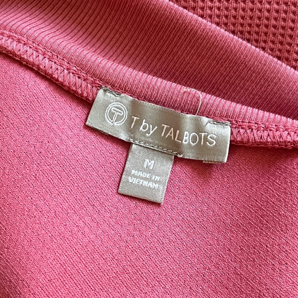 T by Talbots Waffle Knit Activewear Top‎ Womens M Mauve Pink Open Back - Picture 6 of 7